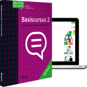 Kaft tekstboek Basiscursus 2 en laptop